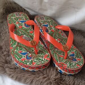 Tory Burch Orange Sandals with Decorative Straps